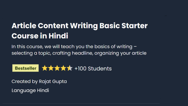 Article Writing Starter Course Hindi