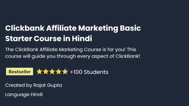 Best Clickbank Affiliate Marketing Basic Starter Course in Hindi